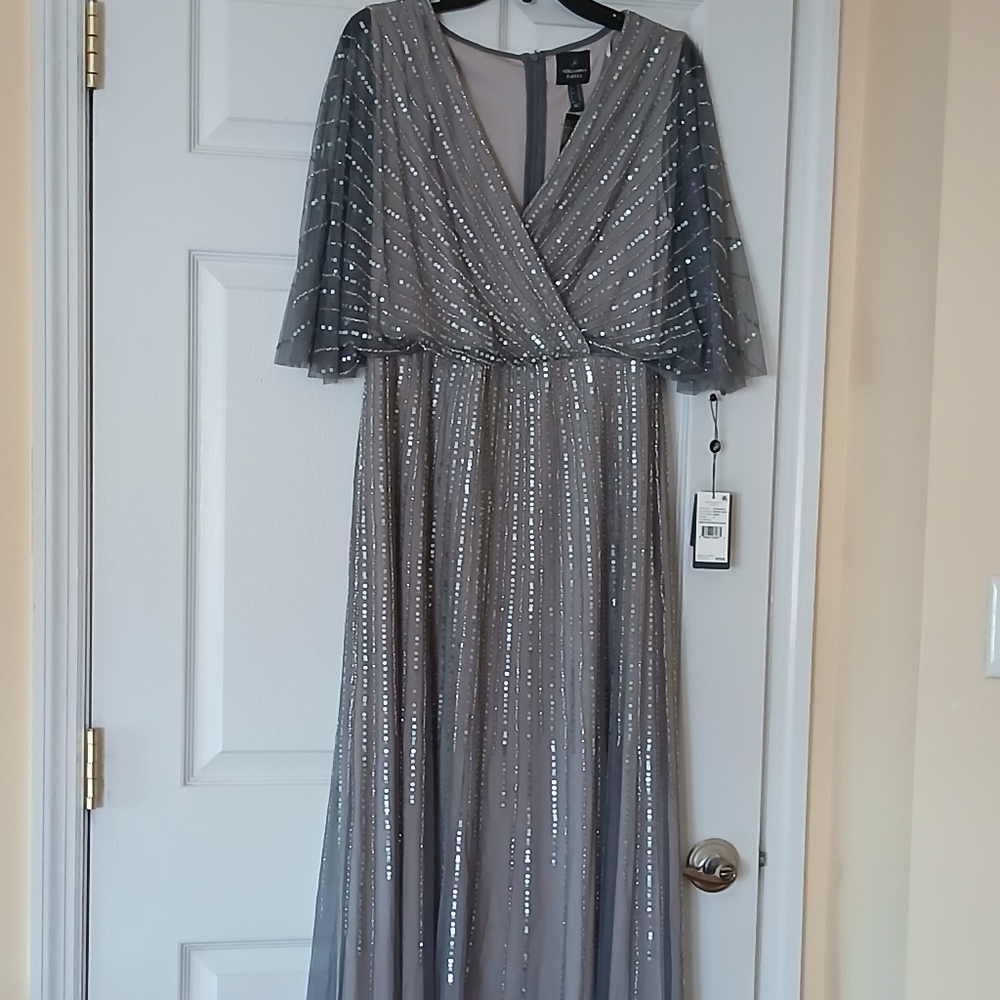 Silver Sequin Overlay Dress